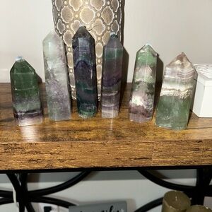 Fluorite Crystal Towers LOT - Green & Purple Polished Point